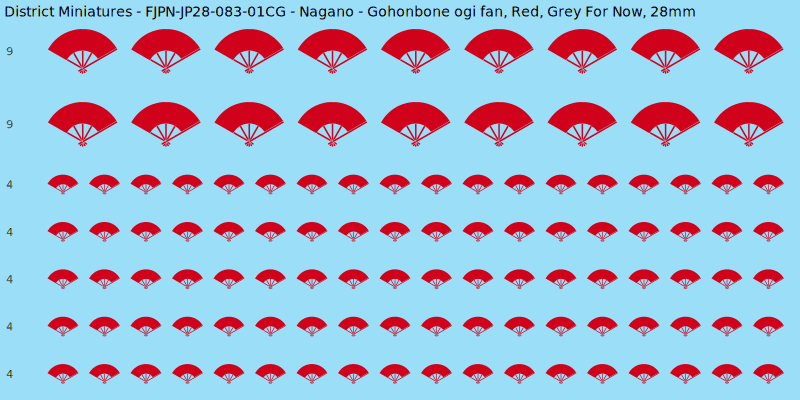 Nagano clan mon, Red waterslide decal sheet, Grey For Now banner sizes, 28mm