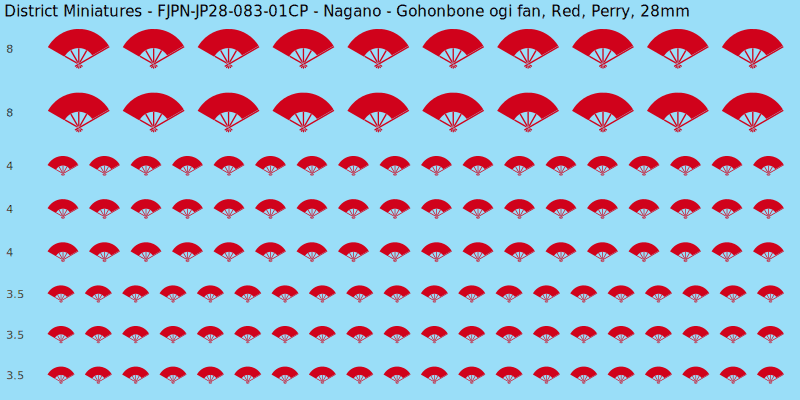 Nagano clan mon, Red waterslide decal sheet, Perry banner sizes, 28mm