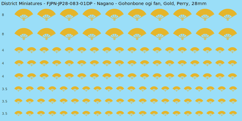 Nagano clan mon, Yellow/Gold waterslide decal sheet, Perry banner sizes, 28mm