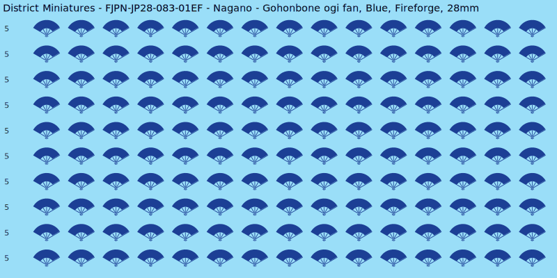 Nagano clan mon, Blue waterslide decal sheet, Fireforge banner sizes, 28mm