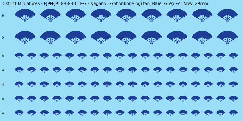 Nagano clan mon, Blue waterslide decal sheet, Grey For Now banner sizes, 28mm