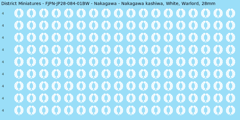 Nakagawa clan mon, White waterslide decal sheet, Warlord banner sizes, 28mm
