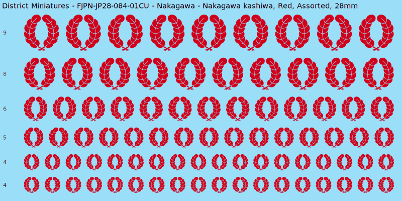 Nakagawa clan mon, Nakagawa kashiwa, Red waterslide decal sheet, 28mm