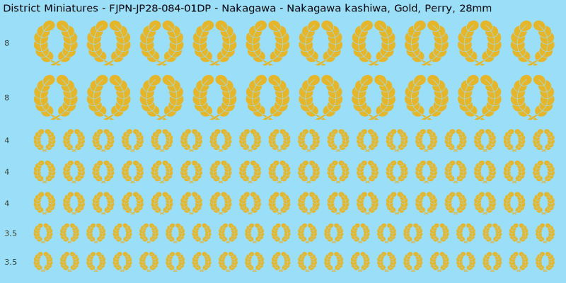 Nakagawa clan mon, Yellow/Gold waterslide decal sheet, Perry banner sizes, 28mm