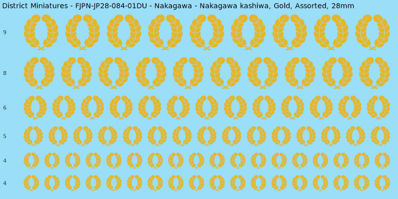 Nakagawa clan mon, Nakagawa kashiwa, Gold waterslide decal sheet, 28mm