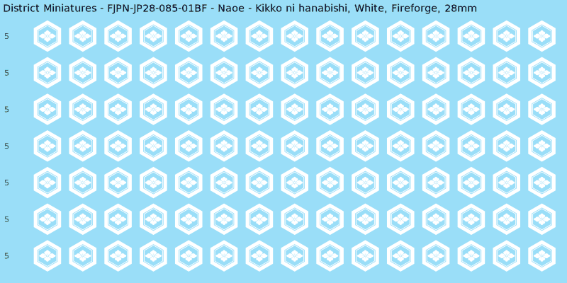 Naoe Clan mon, White waterslide decal sheet, Fireforge banner sizes, 28mm