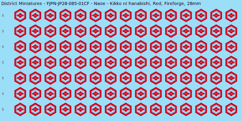 Naoe Clan mon, Red waterslide decal sheet, Fireforge banner sizes, 28mm