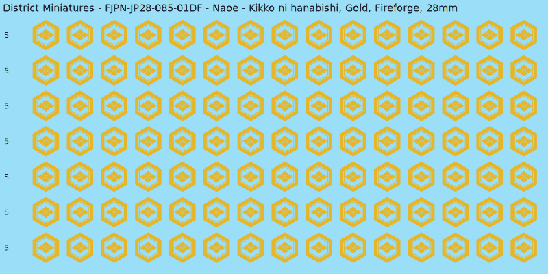 Naoe Clan mon, Yellow/Gold waterslide decal sheet, Fireforge banner sizes, 28mm