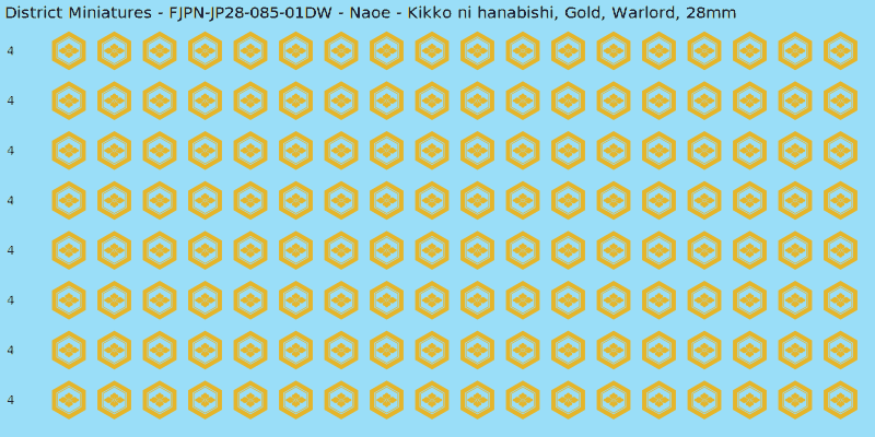Naoe Clan mon, Yellow/Gold waterslide decal sheet, Warlord banner sizes, 28mm