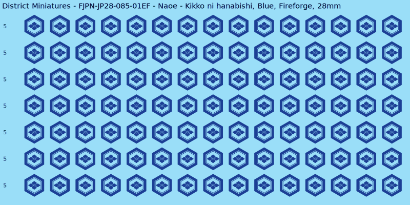 Naoe Clan mon, Blue waterslide decal sheet, Fireforge banner sizes, 28mm