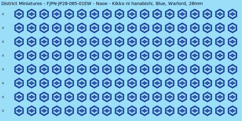Naoe Clan mon, Blue waterslide decal sheet, Warlord banner sizes, 28mm