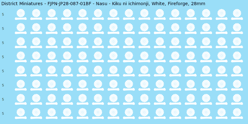 Nasu clan mon, White waterslide decal sheet, Fireforge banner sizes, 28mm