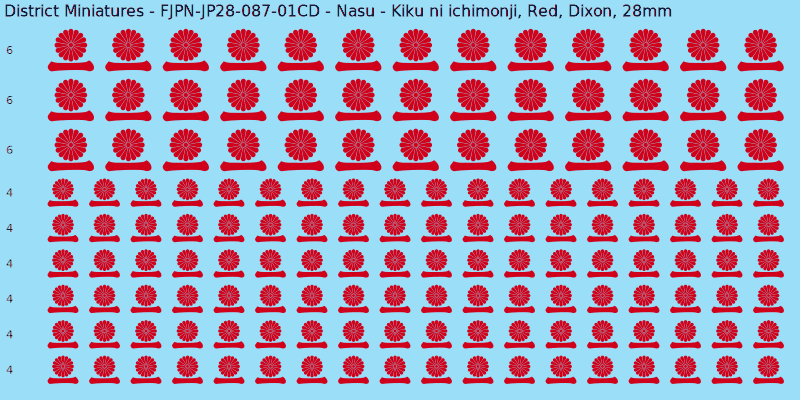 Nasu clan mon, Red waterslide decal sheet, Dixon banner sizes, 28mm