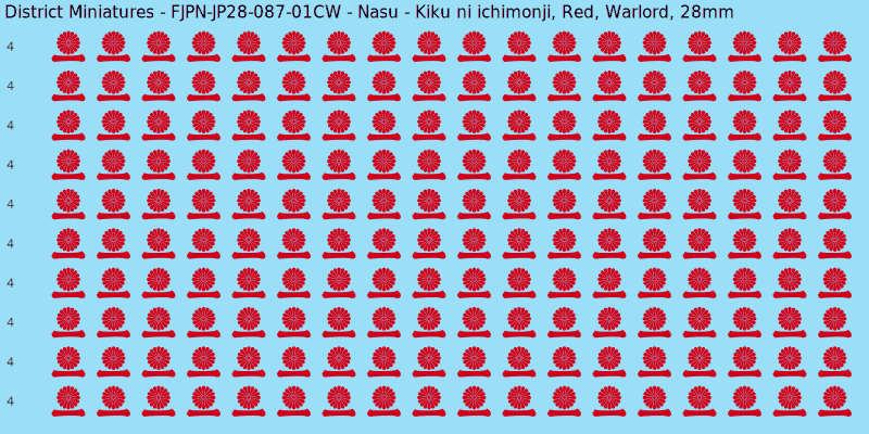 Nasu clan mon, Red waterslide decal sheet, Warlord banner sizes, 28mm