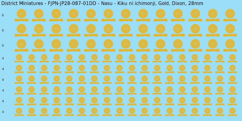 Nasu clan mon, Yellow/Gold waterslide decal sheet, Dixon banner sizes, 28mm