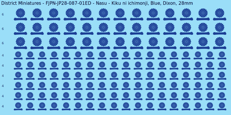 Nasu clan mon, Blue waterslide decal sheet, Dixon banner sizes, 28mm