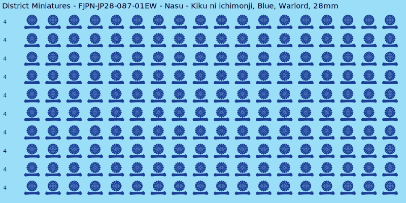Nasu clan mon, Blue waterslide decal sheet, Warlord banner sizes, 28mm