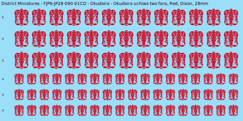 Okudaira clan mon, Red waterslide decal sheet, Dixon banner sizes, 28mm