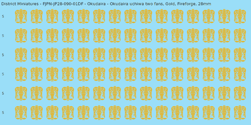 Okudaira clan mon, Yellow/Gold waterslide decal sheet, Fireforge banner sizes, 28mm