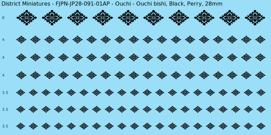 Ouchi clan mon, Black waterslide decal sheet, Perry banner sizes, 28mm