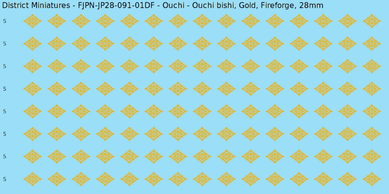 Ouchi clan mon, Yellow/Gold waterslide decal sheet, Fireforge banner sizes, 28mm