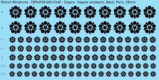 Sagara clan mon, Black waterslide decal sheet, Perry banner sizes, 28mm