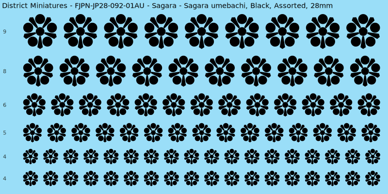 Sagara clan mon, Sagara umebachi, Black waterslide decal sheet, 28mm