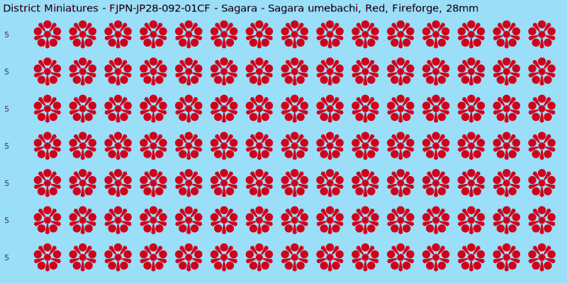 Sagara clan mon, Red waterslide decal sheet, Fireforge banner sizes, 28mm