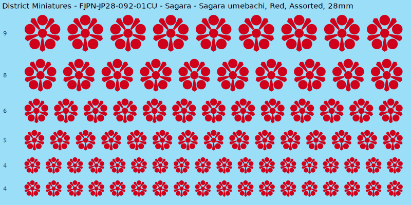 Sagara clan mon, Sagara umebachi, Red waterslide decal sheet, 28mm