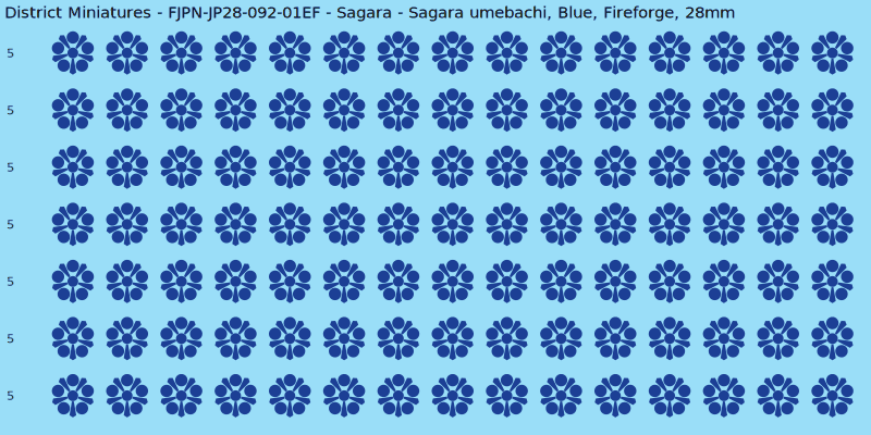 Sagara clan mon, Blue waterslide decal sheet, Fireforge banner sizes, 28mm