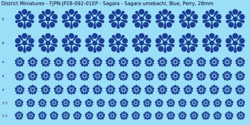 Sagara clan mon, Blue waterslide decal sheet, Perry banner sizes, 28mm