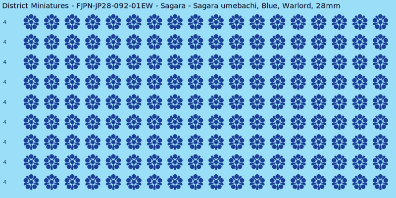 Sagara clan mon, Blue waterslide decal sheet, Warlord banner sizes, 28mm