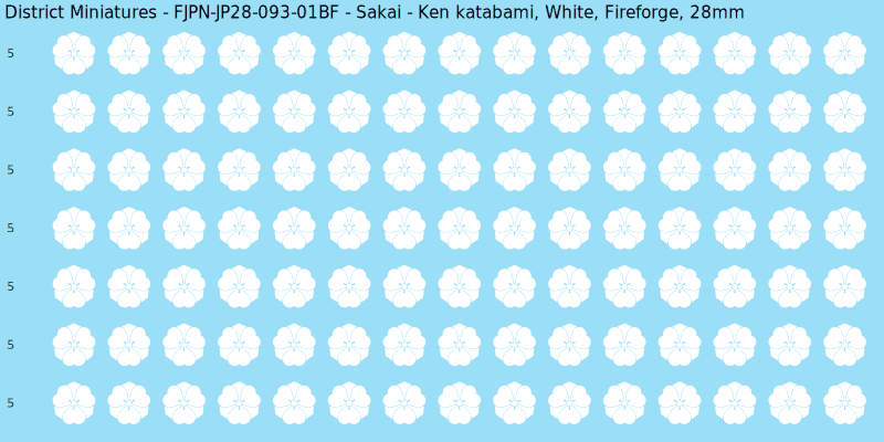 Sakai clan mon, White waterslide decal sheet, Fireforge banner sizes, 28mm