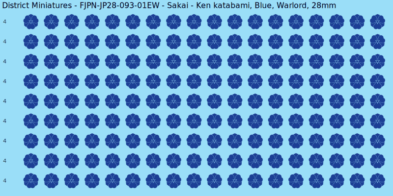 Sakai clan mon, Blue waterslide decal sheet, Warlord banner sizes, 28mm