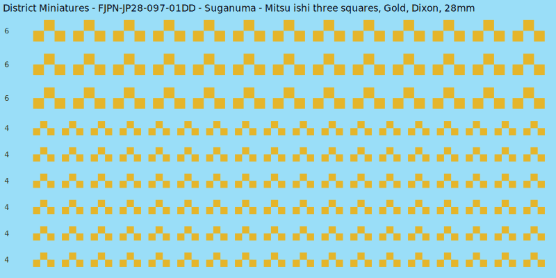 Suganuma clan mon, Yellow/Gold waterslide decal sheet, Dixon banner sizes, 28mm