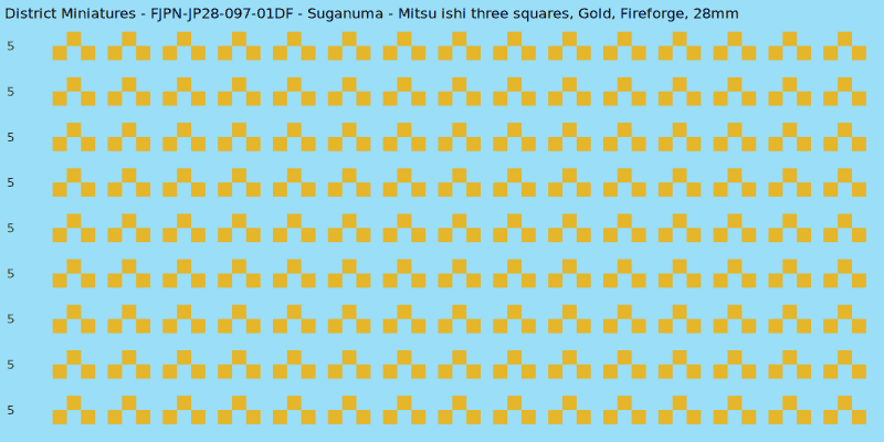 Suganuma clan mon, Yellow/Gold waterslide decal sheet, Fireforge banner sizes, 28mm