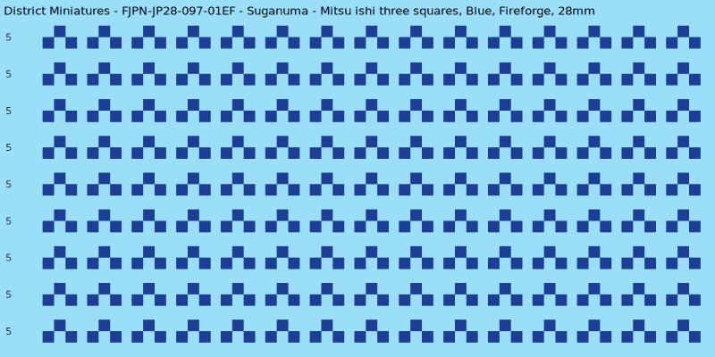 Suganuma clan mon, Blue waterslide decal sheet, Fireforge banner sizes, 28mm