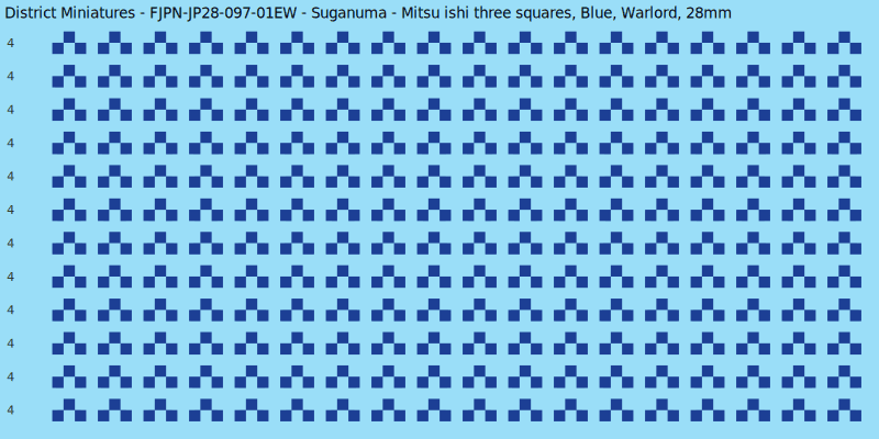 Suganuma clan mon, Blue waterslide decal sheet, Warlord banner sizes, 28mm