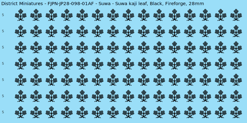Suwa clan mon, Black waterslide decal sheet, Fireforge banner sizes, 28mm