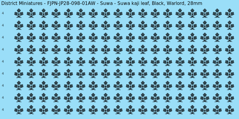 Suwa clan mon, Black waterslide decal sheet, Warlord banner sizes, 28mm