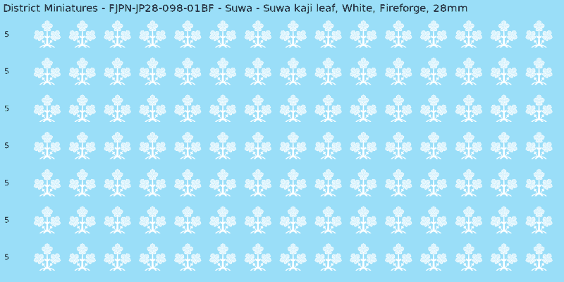 Suwa clan mon, White waterslide decal sheet, Fireforge banner sizes, 28mm