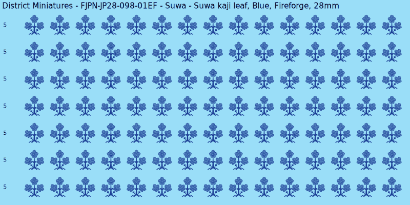 Suwa clan mon, Blue waterslide decal sheet, Fireforge banner sizes, 28mm