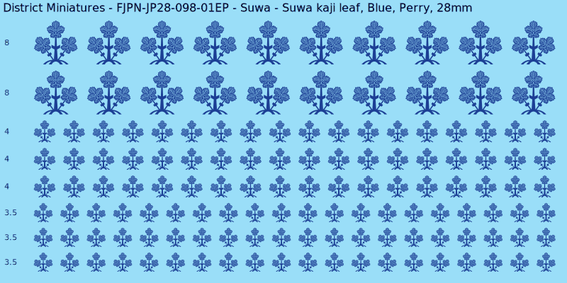 Suwa clan mon, Blue waterslide decal sheet, Perry banner sizes, 28mm