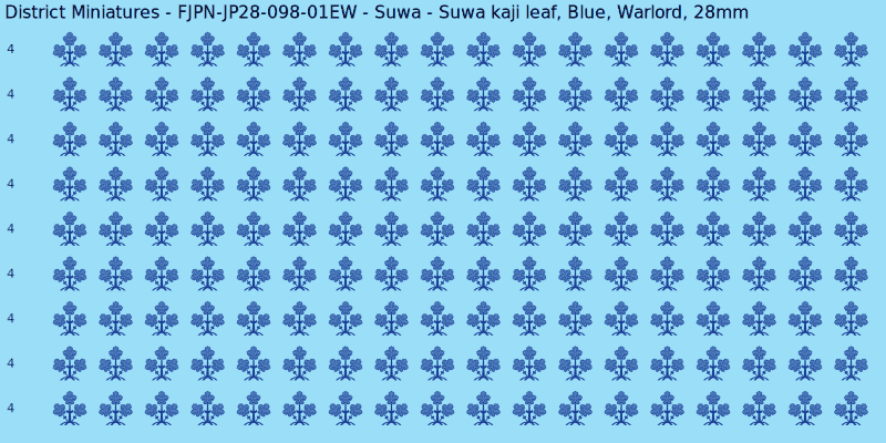 Suwa clan mon, Blue waterslide decal sheet, Warlord banner sizes, 28mm