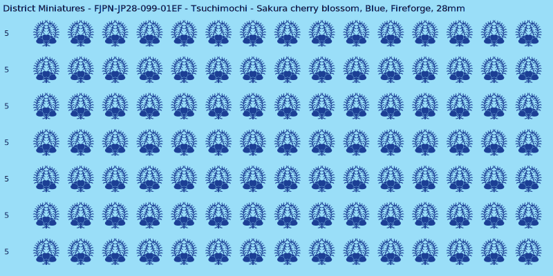 Tsuchimochi clan mon, Blue waterslide decal sheet, Fireforge banner sizes, 28mm