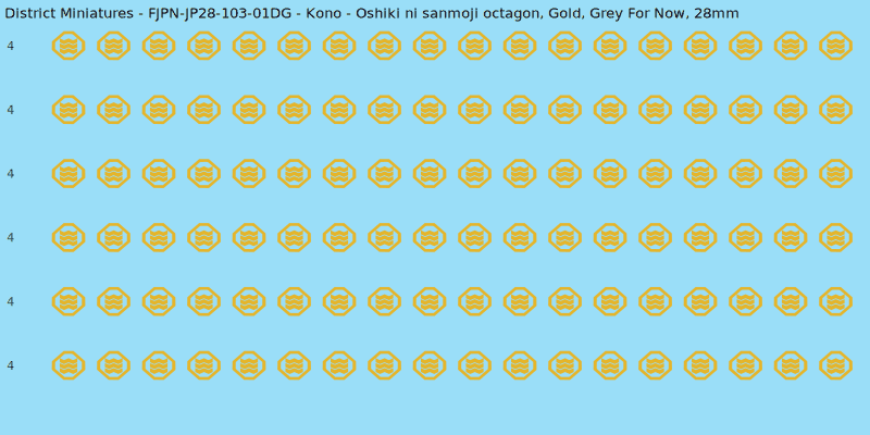 Kono clan mon, Yellow/Gold waterslide decal sheet, Grey For Now banner sizes, 28mm