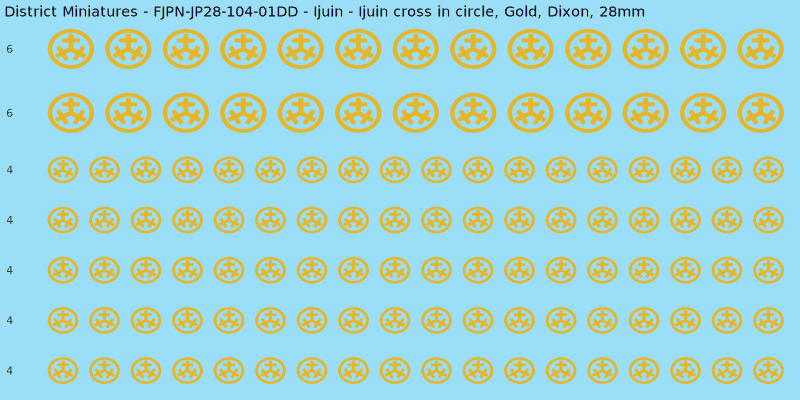 Ijuin clan mon, Yellow/Gold waterslide decal sheet, Dixon banner sizes, 28mm