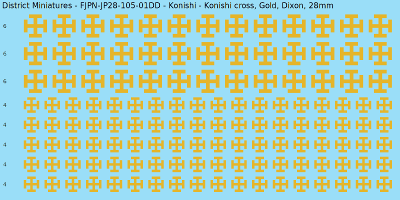 Konishi clan mon, Yellow/Gold waterslide decal sheet, Dixon banner sizes, 28mm