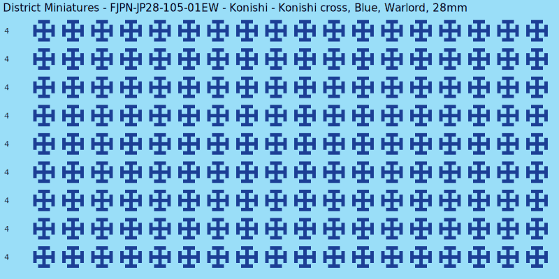 Konishi clan mon, Blue waterslide decal sheet, Warlord banner sizes, 28mm