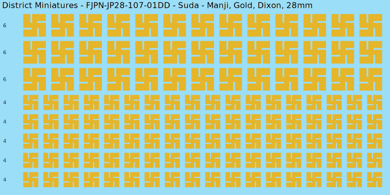 Suda clan mon, Yellow/Gold waterslide decal sheet, Dixon banner sizes, 28mm